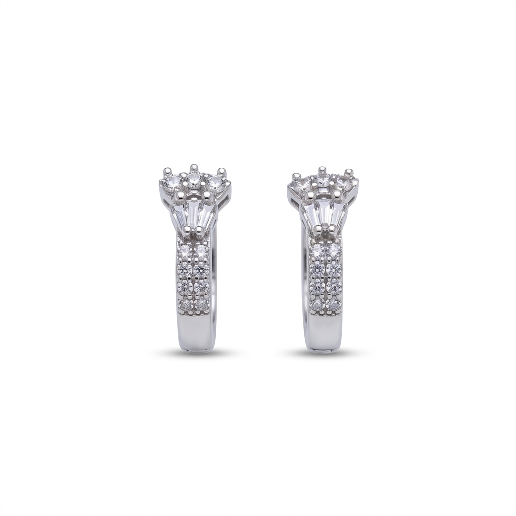Regal Arch silver hoops on white