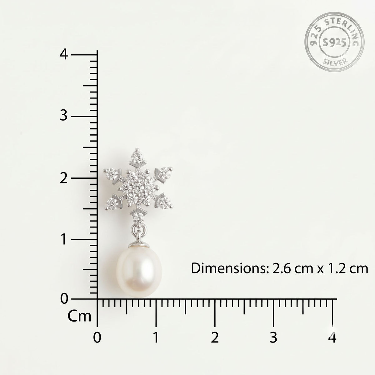 Sparkle Snowflakes 925 Silver Freshwater Pearl Drop Earrings