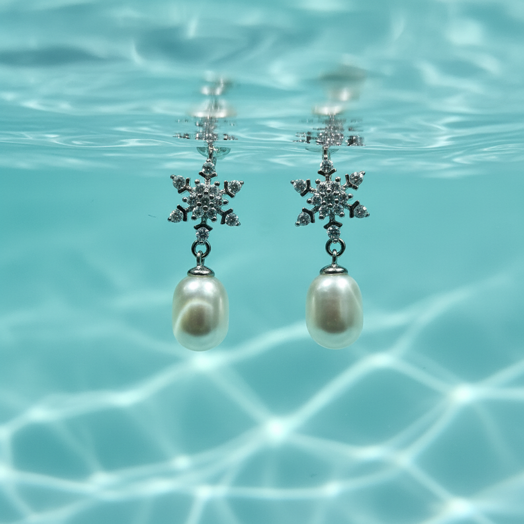 Snowflake Pearl Drop – In Water Underwater