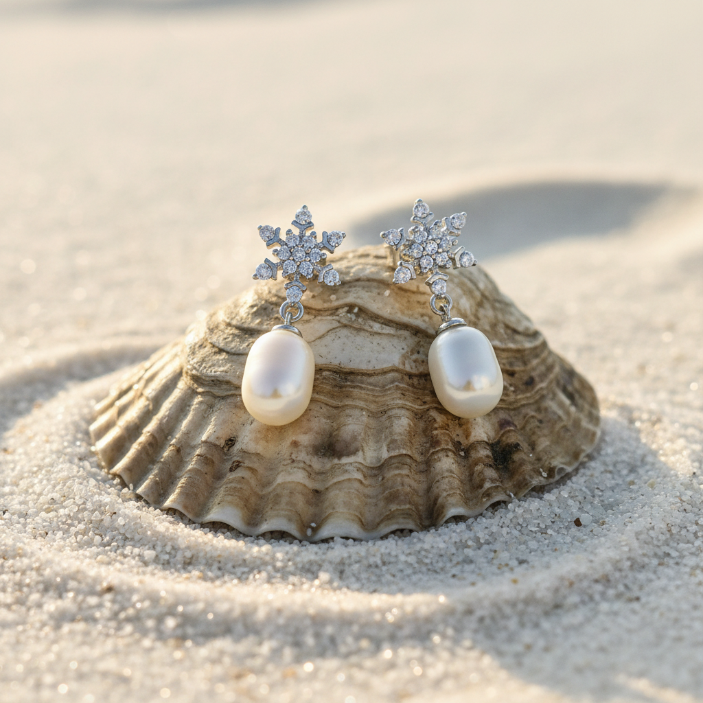 Snowflake Pearl Drop – Inverted Oyster Shell