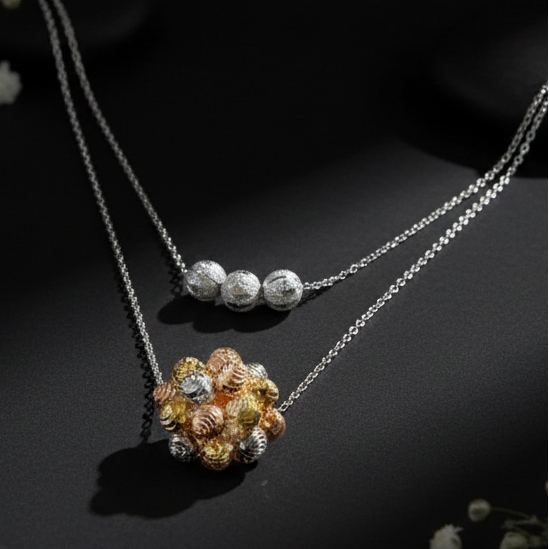 Tri-color 925 sterling silver necklace by Chakore – Dramatic Studio 