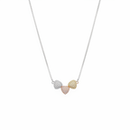 925 silver tri-tone pave hearts necklace on white background — Clara tri-color pendant India